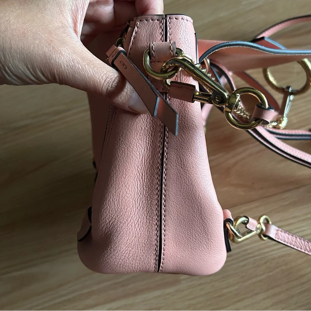 Chloe Faye Pink Suede Two Way Mini Backpack Bag